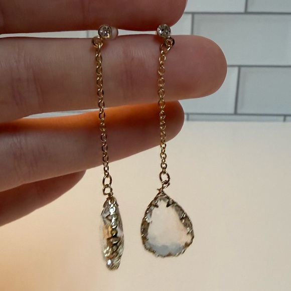 Elegant Gold and Crystal Drop Earrings - Picture 2 of 3